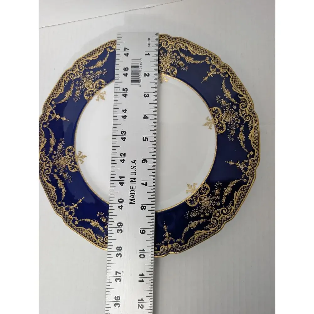 1922 Royal Doulton Dinner Plate Cobalt Blue Gold Gilt Edwardian Bone China